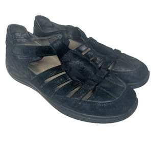 Drew Ginger Fisherman Loafers Women's Casual Sandals Size 8.5 M Black Shimmer